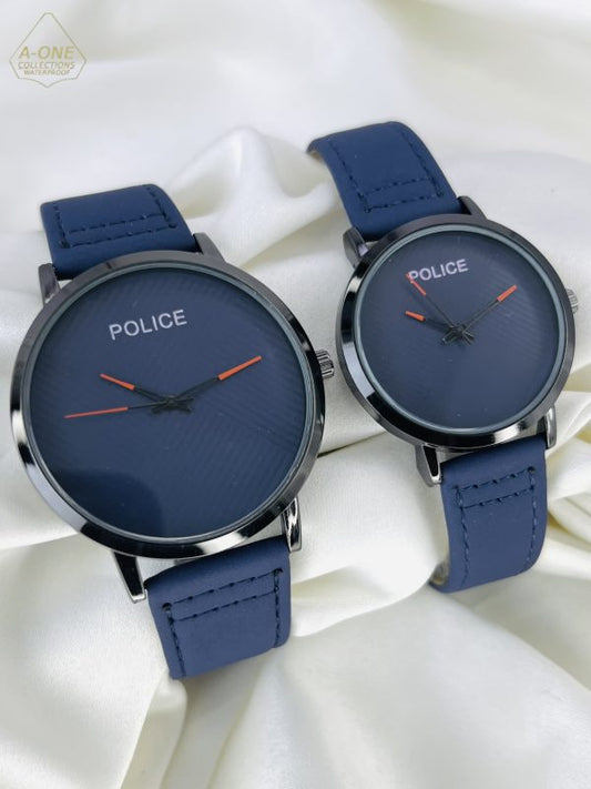 AA1 Couple Police Stylish Watch for Couples – Full Blue and Black