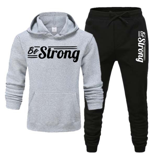 Be Strong" Style Printed Winter Hoodie & Trouser Tracksuit for Men