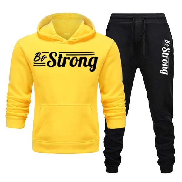 Be Strong" Style Printed Winter Hoodie & Trouser Tracksuit for Men