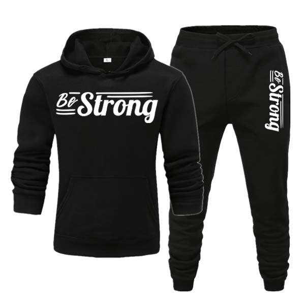 Be Strong" Style Printed Winter Hoodie & Trouser Tracksuit for Men