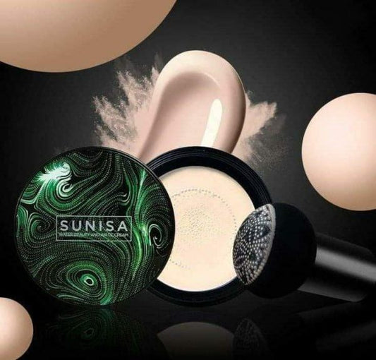 🔥SUNISA Waterproof Foundation with Air Cushion Applicator 🔥Mushroom Head Air Cushion for Perfect Coverage🔥Base: Natural Finish, Long-Lasting Wear